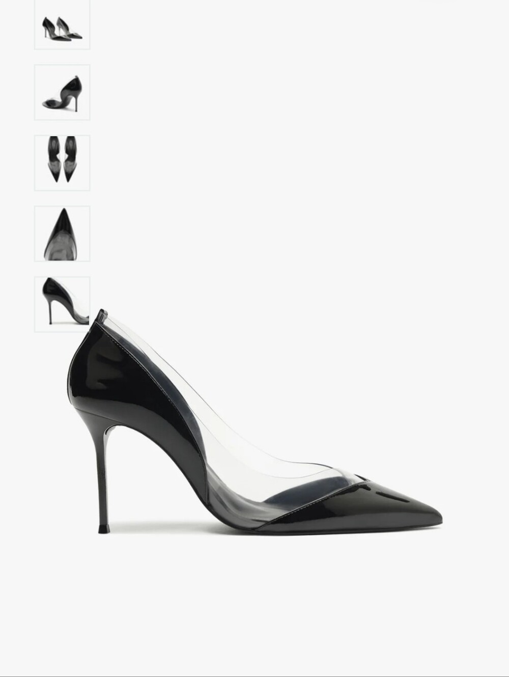 SCHUTZ Andie Black Patent Pointed-Toe Clear Panel Stiletto Heels Size 11/12 NWOT - Picture 3 of 10
